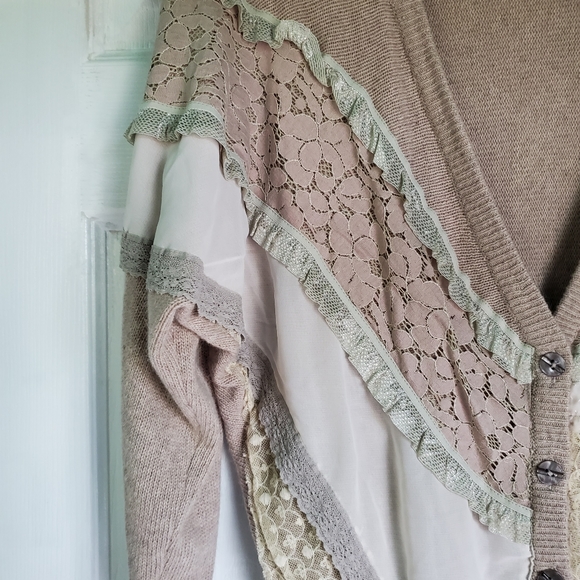 Taupe Cream Mixed Media Sweater Cardigan from Buckle Small NWOT - Picture 8 of 15